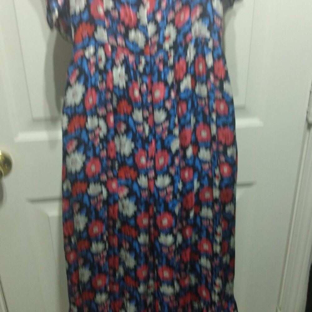 KATE SPADE NEW YORK MIDI DRESS NAVY RED WHITE V NECK SLEEVELESS SIZE 6 - Picture 9 of 13